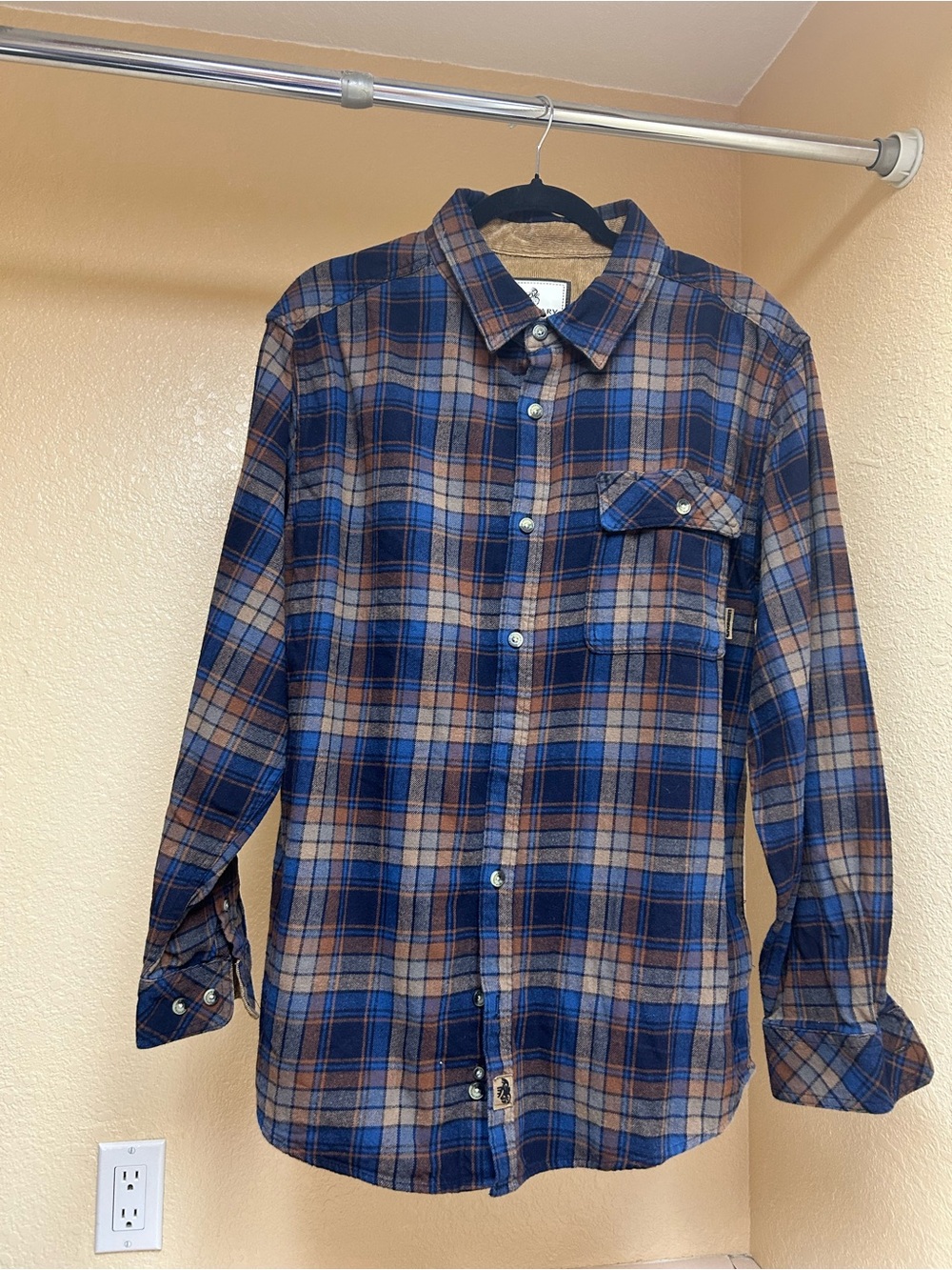 Legendary Whitetails Blue and Brown Plaid Flannel Button-Down Shirt